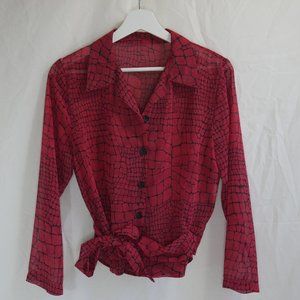 Red Alligator Wrap Blouse
